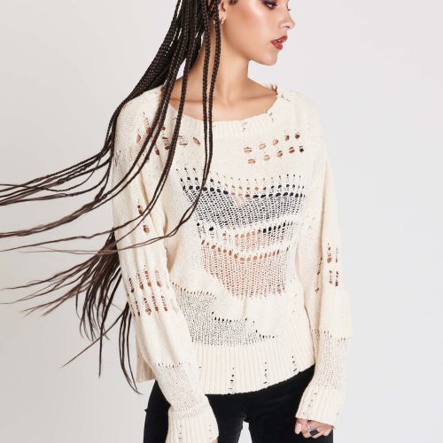 DISTRESSED IVORY SWEATER 2