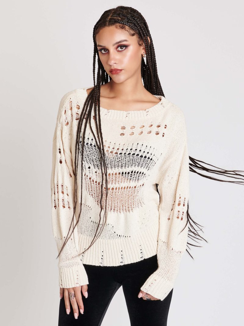 DISTRESSED IVORY SWEATER 3