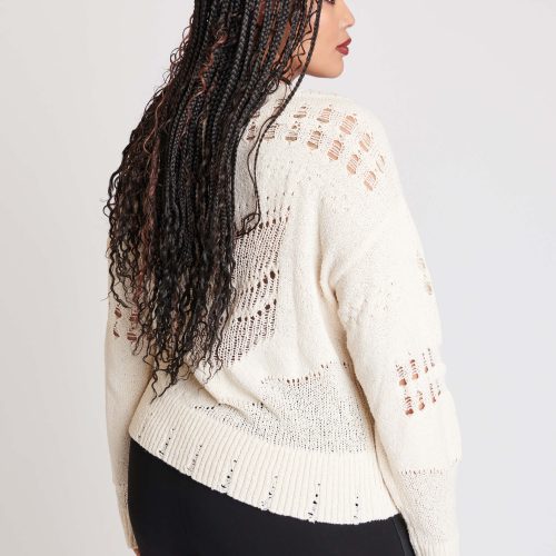 DISTRESSED IVORY SWEATER PLUS 4