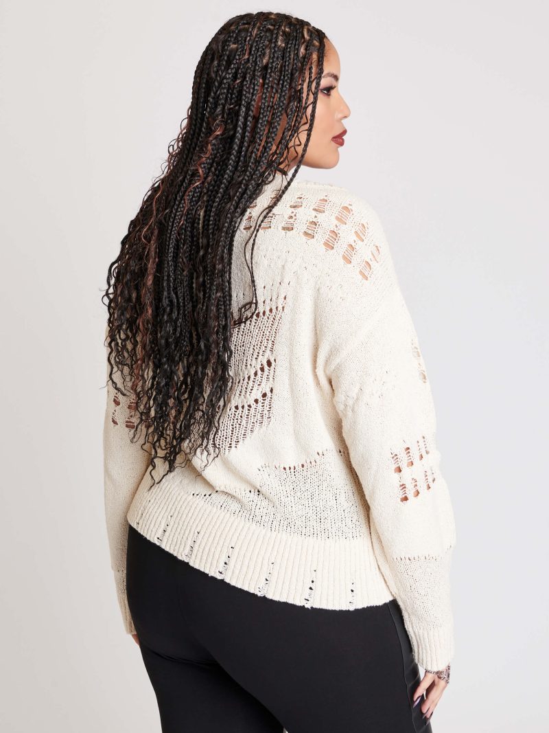 DISTRESSED IVORY SWEATER PLUS 4