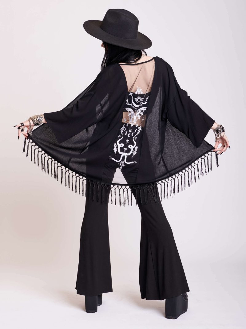 Embroidered bat kimono 3