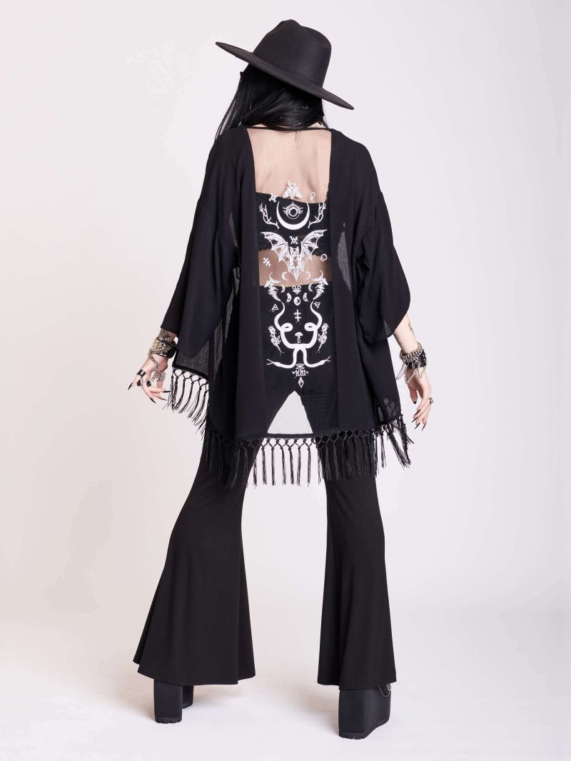 Embroidered bat kimono 4